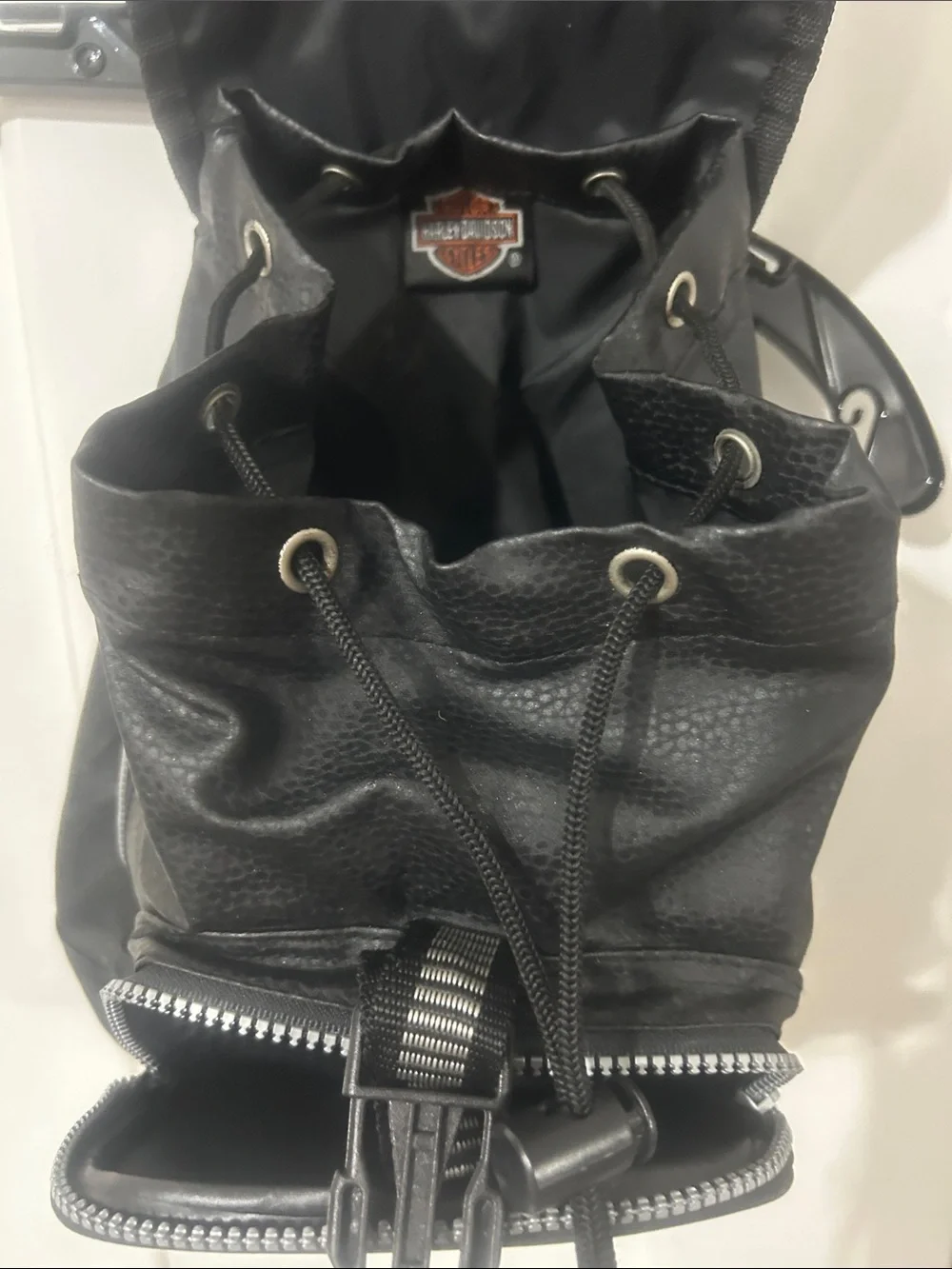Harley-Davidson Black Mini Backpack with Multicolor Floral Embroidery